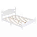 Full Size Wood Platform Bed Frame with Wooden Slat Support – Retro Style
