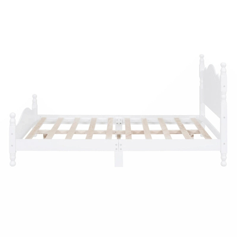Full Size Wood Platform Bed Frame with Wooden Slat Support – Retro Style