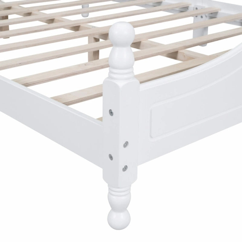 Full Size Wood Platform Bed Frame with Wooden Slat Support – Retro Style