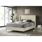 Wide Wale Corduroy Upholstery Panel Bed with 2 Nightstands, Cream