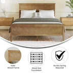 Solid Wood Platform Bed Frame with Headboard and Footboard – Queen or King, 800 lb Capacity