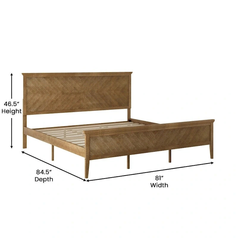 Solid Wood Platform Bed Frame with Headboard and Footboard – Queen or King, 800 lb Capacity