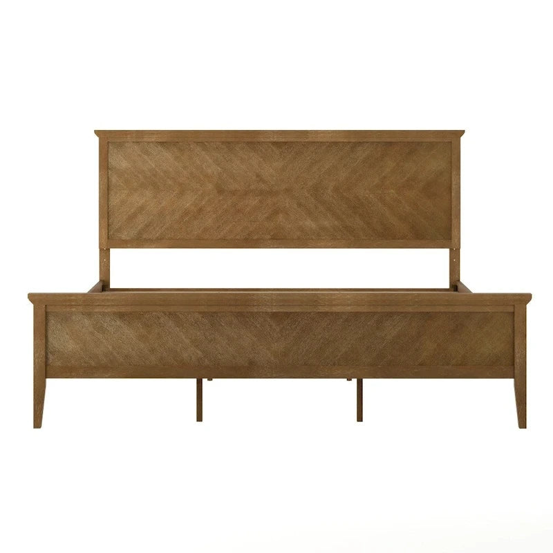Solid Wood Platform Bed Frame with Headboard and Footboard – Queen or King, 800 lb Capacity
