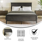 Solid Wood Platform Bed Frame with Headboard and Footboard – Queen or King, 800 lb Capacity