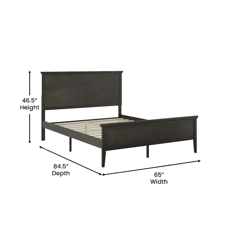 Solid Wood Platform Bed Frame with Headboard and Footboard – Queen or King, 800 lb Capacity