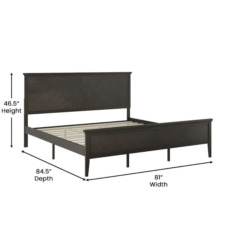 Solid Wood Platform Bed Frame with Headboard and Footboard – Queen or King, 800 lb Capacity