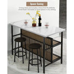 Kitchen Island with 2 Stools and Open Shelves