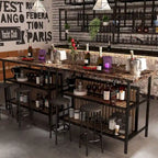 Kitchen Island with 2 Stools and Open Shelves