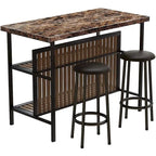 Kitchen Island with 2 Stools and Open Shelves