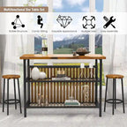 Kitchen Island with 2 Stools and Open Shelves