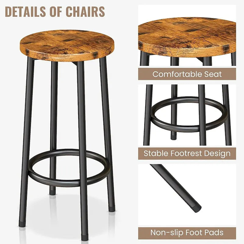 Kitchen Island with 2 Stools and Open Shelves