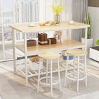 Kitchen Island with 2 Stools and Open Shelves