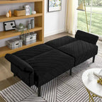 Velvet Convertible Sofa Bed with Adjustable Armrests – Sleeper Area 87W x 39.5D in