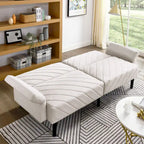 Velvet Convertible Sofa Bed with Adjustable Armrests – Sleeper Area 87W x 39.5D in