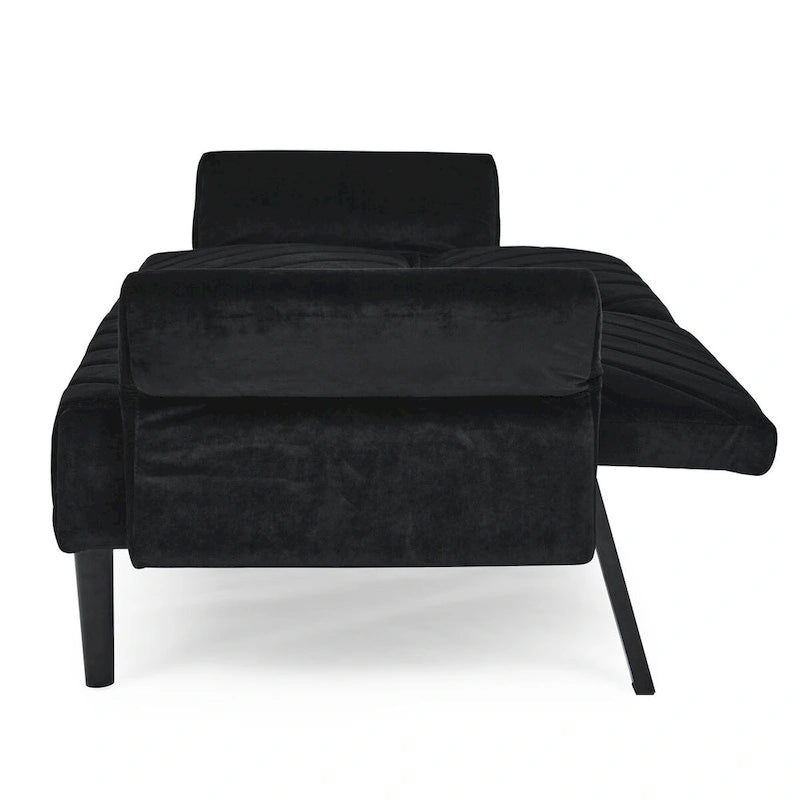 Velvet Convertible Sofa Bed with Adjustable Armrests – Sleeper Area 87W x 39.5D in