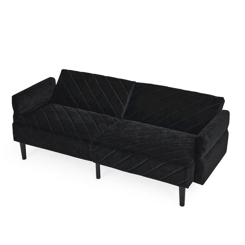 Velvet Convertible Sofa Bed with Adjustable Armrests – Sleeper Area 87W x 39.5D in