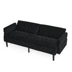 Velvet Convertible Sofa Bed with Adjustable Armrests – Sleeper Area 87W x 39.5D in