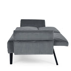 Velvet Convertible Sofa Bed with Adjustable Armrests – Sleeper Area 87W x 39.5D in