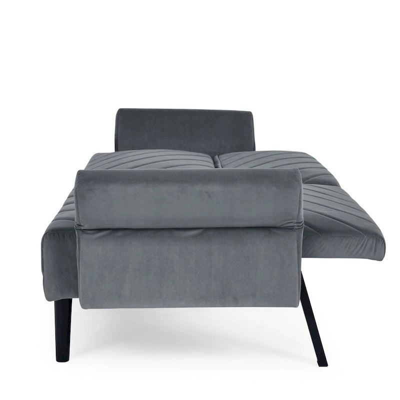 Velvet Convertible Sofa Bed with Adjustable Armrests – Sleeper Area 87W x 39.5D in