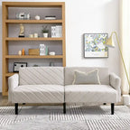 Velvet Convertible Sofa Bed with Adjustable Armrests – Sleeper Area 87W x 39.5D in