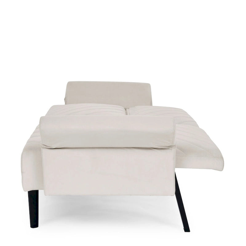Velvet Convertible Sofa Bed with Adjustable Armrests – Sleeper Area 87W x 39.5D in