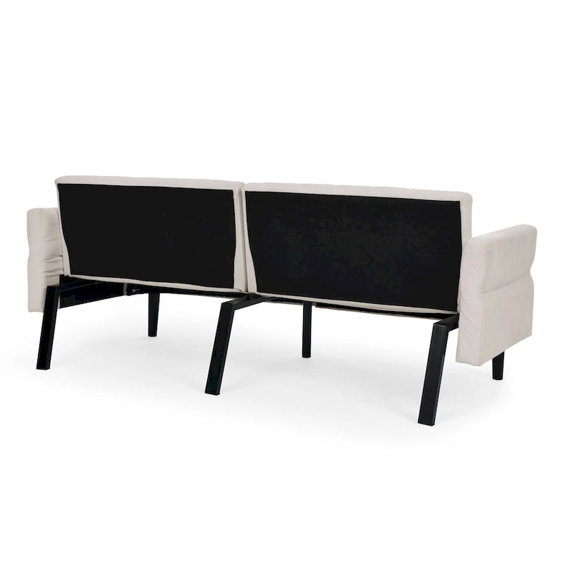 Velvet Convertible Sofa Bed with Adjustable Armrests – Sleeper Area 87W x 39.5D in