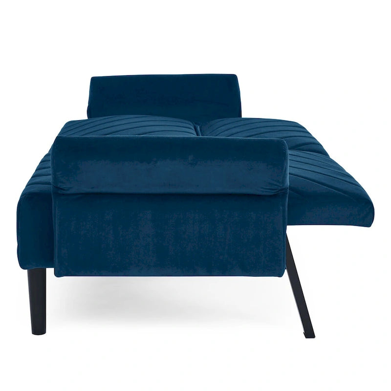 Velvet Convertible Sofa Bed with Adjustable Armrests – Sleeper Area 87W x 39.5D in