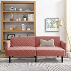 Velvet Convertible Sofa Bed with Adjustable Armrests – Sleeper Area 87W x 39.5D in