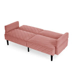 Velvet Convertible Sofa Bed with Adjustable Armrests – Sleeper Area 87W x 39.5D in