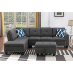 98-inch Wide Left Hand Facing Sofa with Chaise and Ottoman - 98W x 71D x 33H