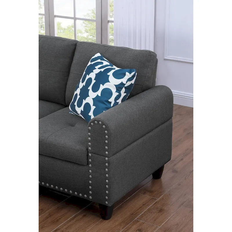 98-inch Wide Left Hand Facing Sofa with Chaise and Ottoman - 98W x 71D x 33H