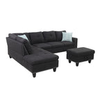 98-inch Wide Left Hand Facing Sofa with Chaise and Ottoman - 98W x 71D x 33H