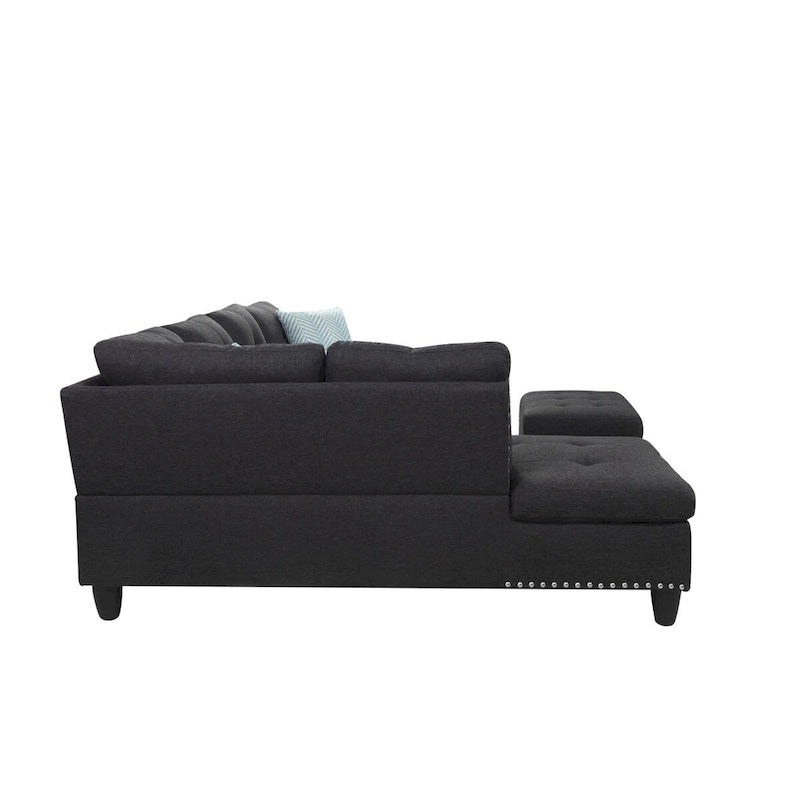 98-inch Wide Left Hand Facing Sofa with Chaise and Ottoman - 98W x 71D x 33H