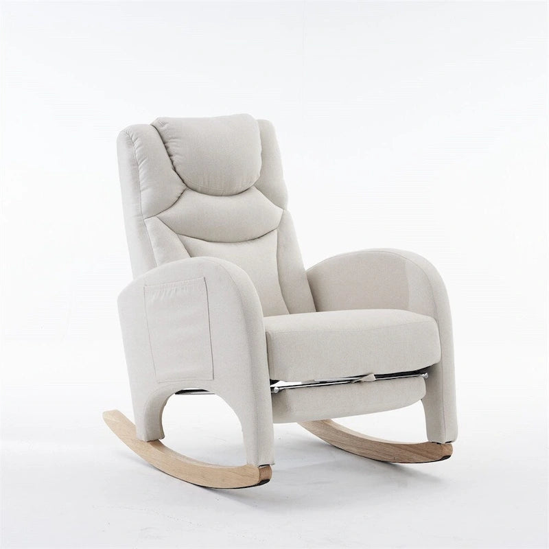 Ergonomic Fabric Nursery Rocking Chair With Adjustable Footrest