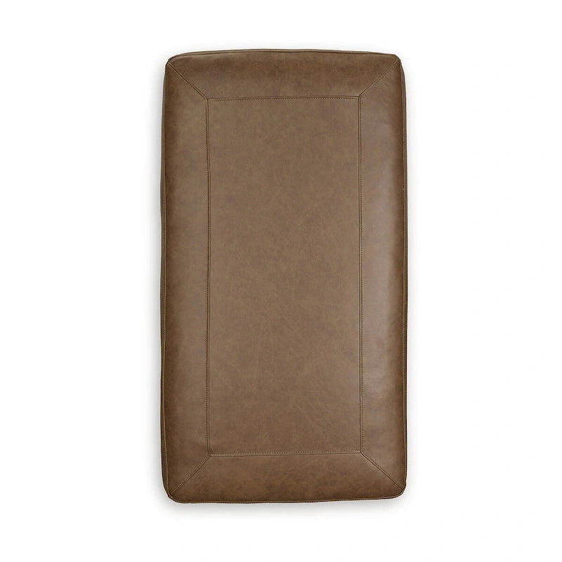 Caramel Leather Ottoman with Turn Legs – 44W x 24D x 19H in