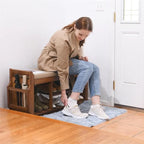 2-Tier Bamboo Shoe Bench with Cushion and Hidden Drawer – 39.4L x 19.7W x 11.8H in