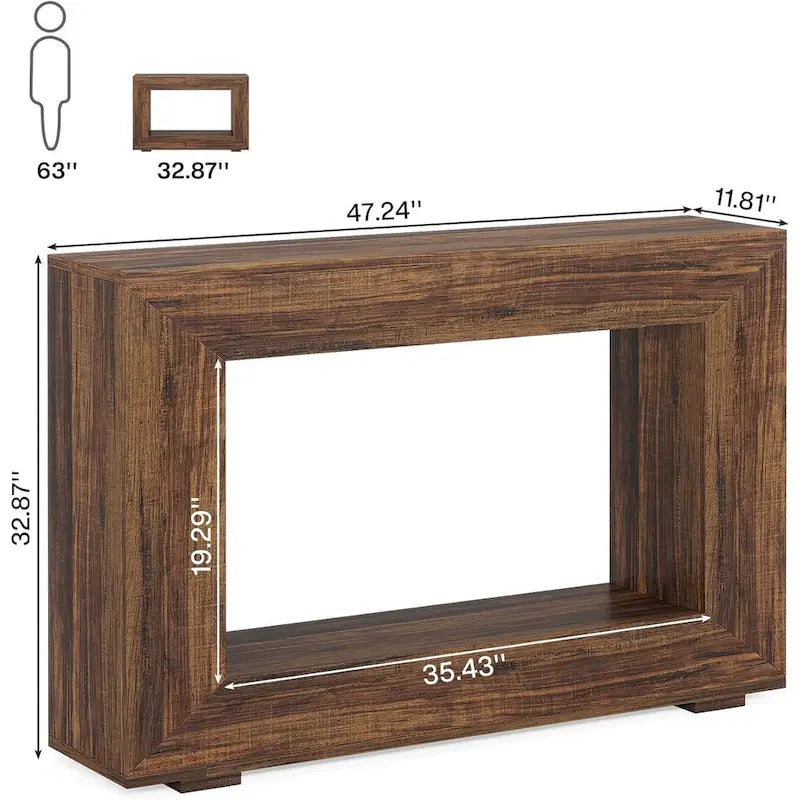 Rustic Console Table for Entryway, Hallway or Living Room – 47.24W x 32.8H x 11.81D in