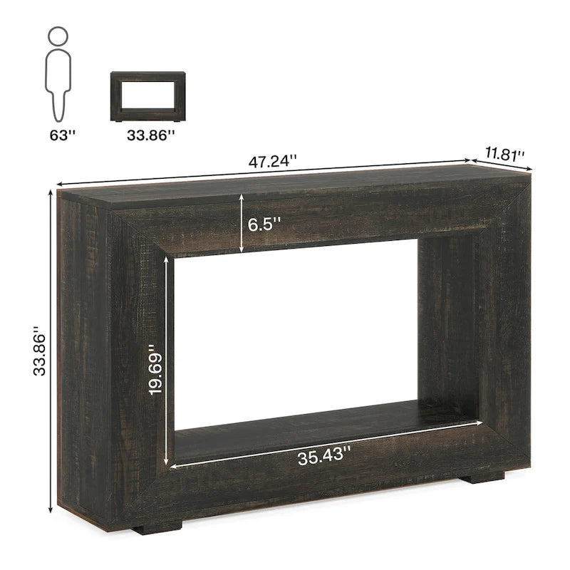 Rustic Console Table for Entryway, Hallway or Living Room – 47.24W x 32.8H x 11.81D in