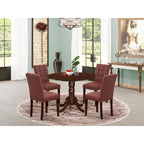  Dining Table Set Contains a Round Dining Table and Chairs, Mahogany (Pieces Options)