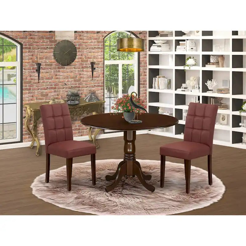 Round Dining Table Set with Chairs – Mahogany Finish (Multiple Piece Options)