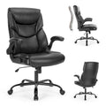 High-Back Bonded Leather Office Chair with Flip-Up Armrests – Adjustable Height 18.11–21.87 in