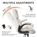 High-Back Bonded Leather Office Chair with Flip-Up Armrests – Adjustable Height 18.11–21.87 in
