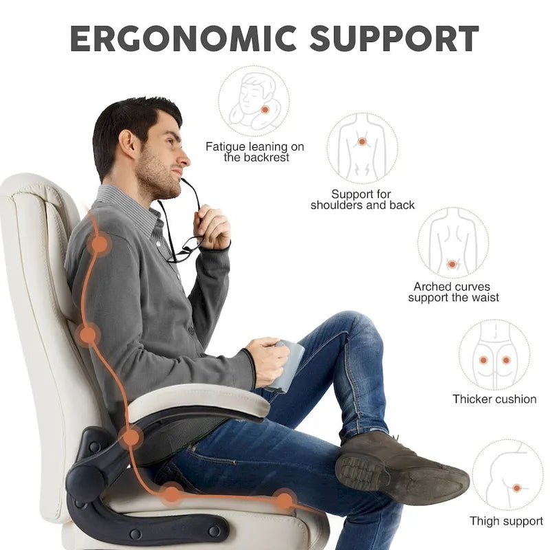 High-Back Bonded Leather Office Chair with Flip-Up Armrests – Adjustable Height 18.11–21.87 in