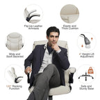 High-Back Bonded Leather Office Chair with Flip-Up Armrests – Adjustable Height 18.11–21.87 in
