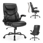High-Back Bonded Leather Office Chair with Flip-Up Armrests – Adjustable Height 18.11–21.87 in