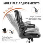 High-Back Bonded Leather Office Chair with Flip-Up Armrests – Adjustable Height 18.11–21.87 in
