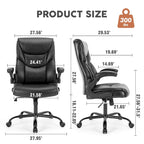 High-Back Bonded Leather Office Chair with Flip-Up Armrests – Adjustable Height 18.11–21.87 in