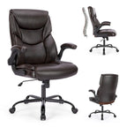 High-Back Bonded Leather Office Chair with Flip-Up Armrests – Adjustable Height 18.11–21.87 in