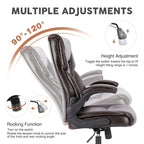 High-Back Bonded Leather Office Chair with Flip-Up Armrests – Adjustable Height 18.11–21.87 in