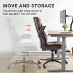 High-Back Bonded Leather Office Chair with Flip-Up Armrests – Adjustable Height 18.11–21.87 in